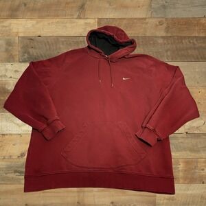 Vintage Y2K Maroon Nike Hoodie Sweatshirt Size XL Embroidered Swoosh